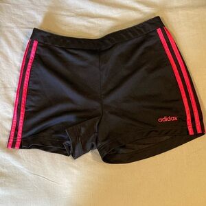 Adidas Black and Pink Athletic Shorts